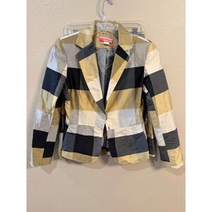 VINTAGE FABULOID Women's Size 8 Silk Blend Blazer and Skirt Set Plaid Check